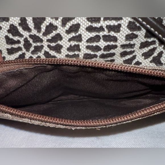 Coach wristlet small cc pattern on brown jacquard with dark brown leather trim. - Picture 7 of 7